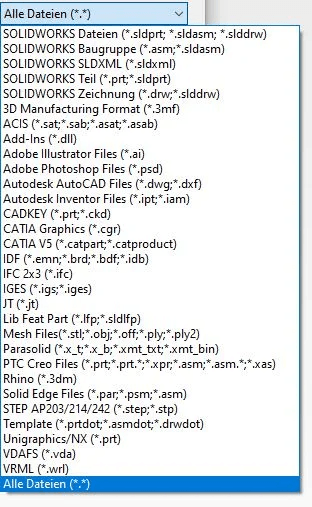 CAD-Import-Dateitypen