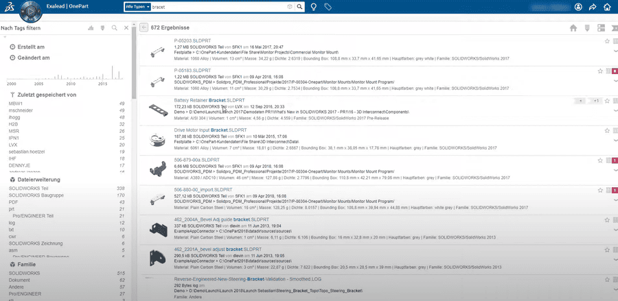 Suche 3D Formen mit EXALEAD OnePart