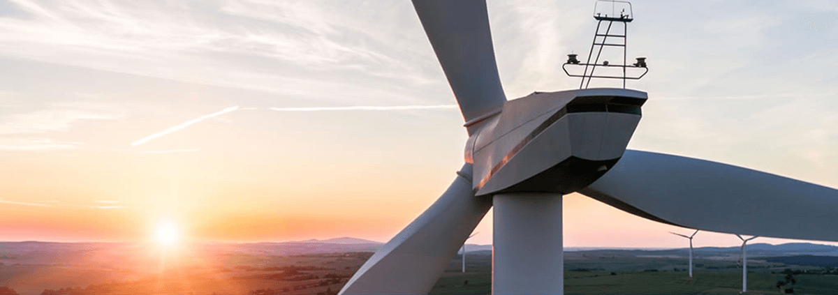 Bewind Windkraftanlage Rückansicht Rückansicht einer Windkraftanlage von Bewind