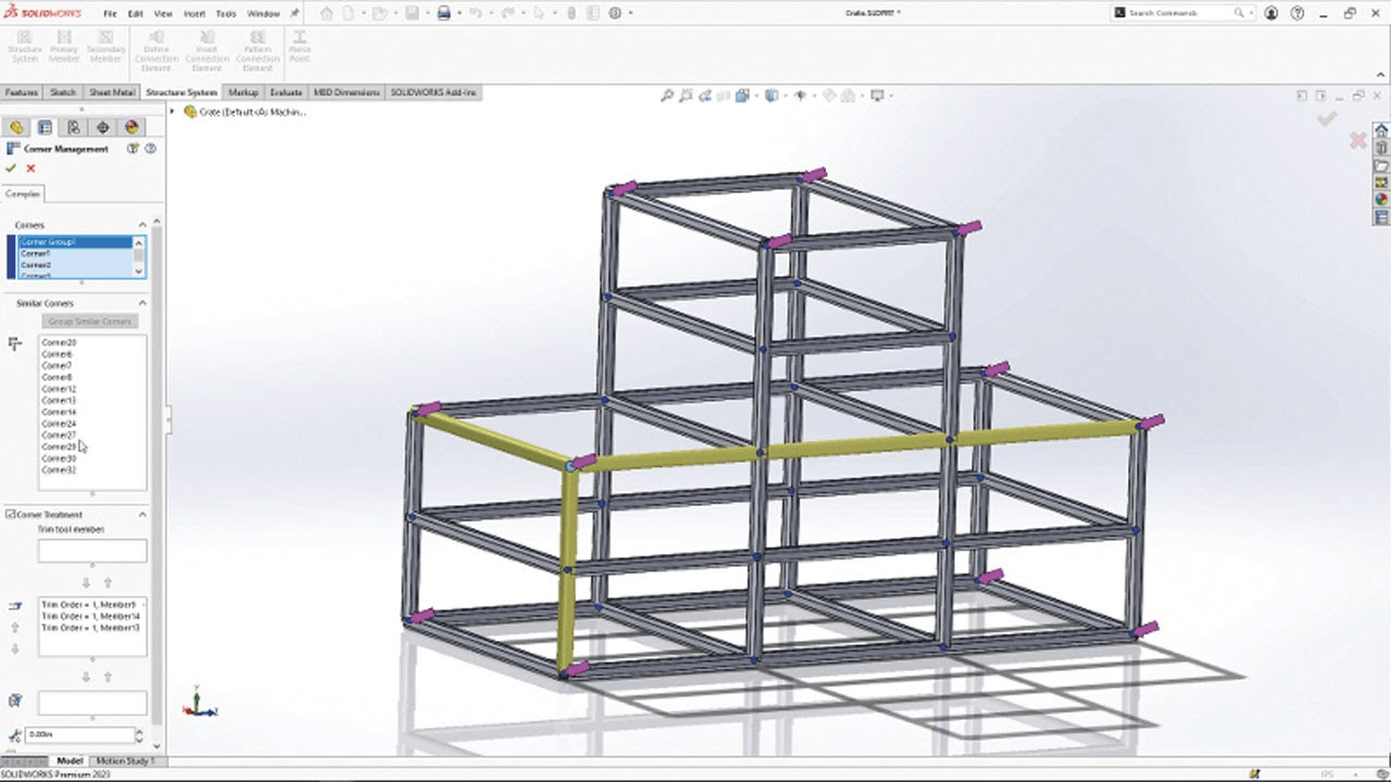 3D-Modell einer Blechkonstruktion erstellt mit SOLIDWORKS CAD