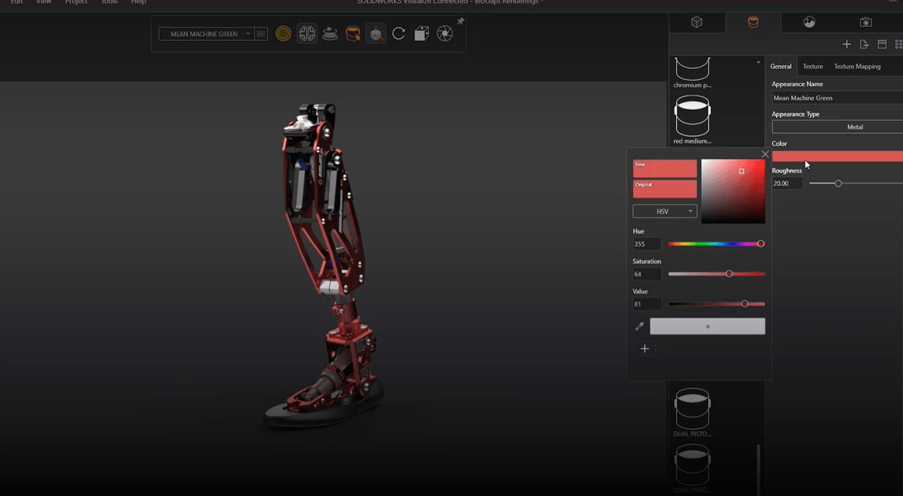 Visualisierung einer Prothese in SOLIDWORKS Visualize
