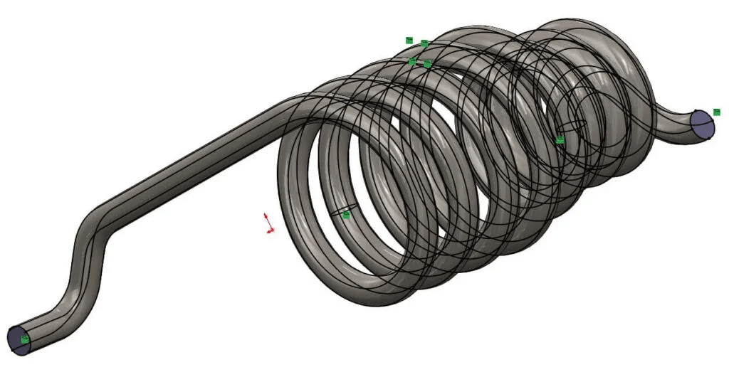 Bestimmung-Gesamtlaenge-Skizzenlinien-modell Detail der Feder