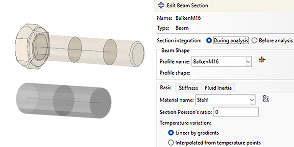 Balkenmodell Balkensektionen Modul Part und Property Balkenmodell mit Balkensektionen im Modul Part und Property