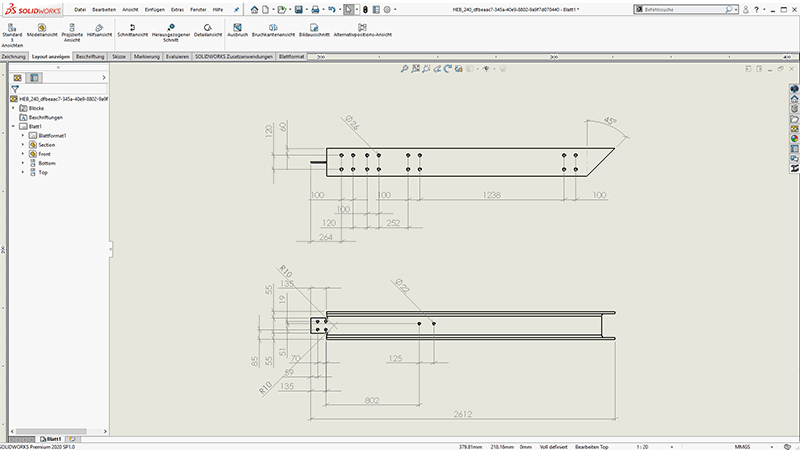 Fertigungsvorbereitung mit dem DSTV Assistant in SOLIDWORKS