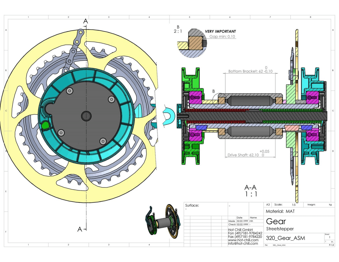 Abbildung Getriebe Streetstepper Darstellung des Getriebes im Streetstepper