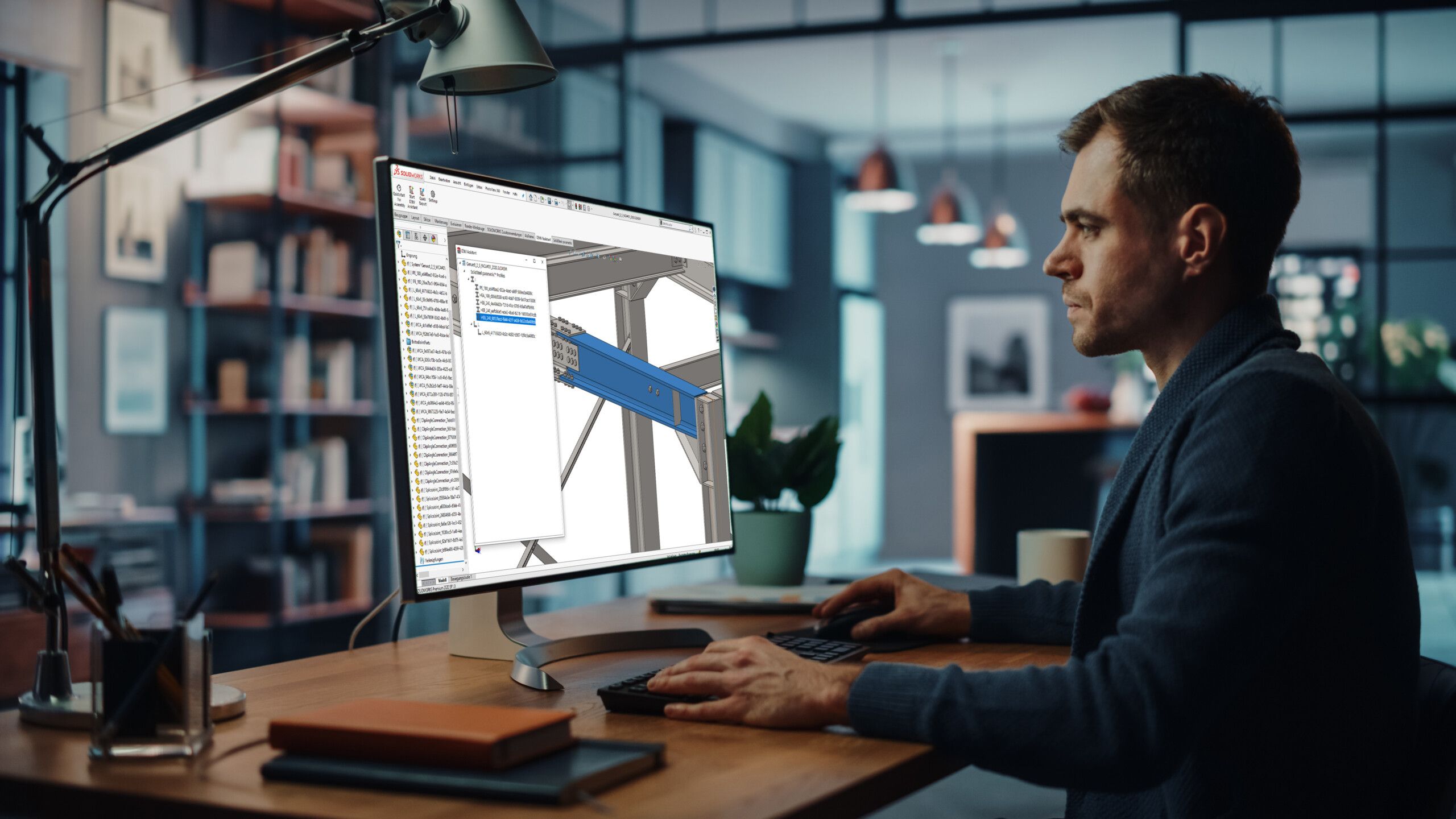 Person arbeitet mit dem DSTV Assistant am Bildschirm