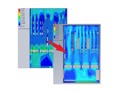 POLYRACK Flow-Simulation Gehäuse Strömungssimulation für ein Gehäuse von POLYRACK
