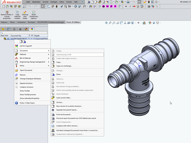 REHAU SOLIDWORKS PORTA X Integration Integration von SOLIDWORKS mit PORTA X bei REHAU