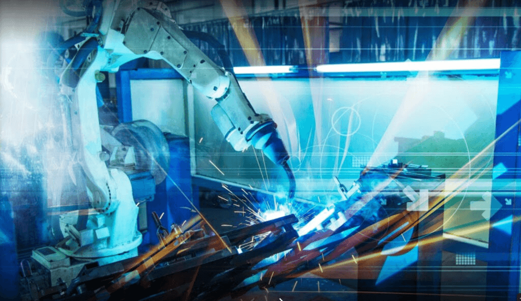 Roboter Schweißen Industrieroboter beim automatisierten Schweißen