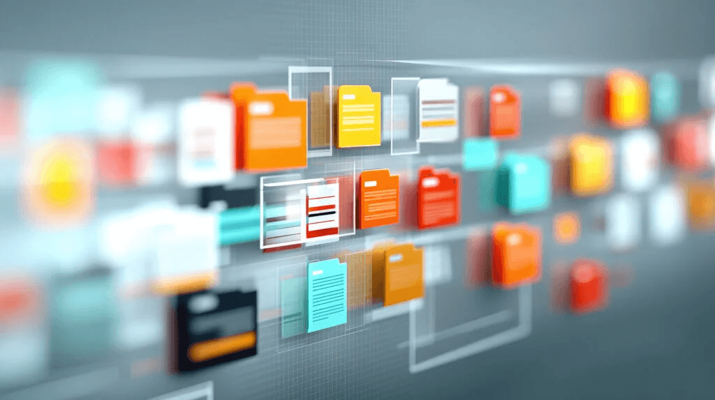 Digital angeordnete Ordner und Dokumente in einer strukturierten Übersicht