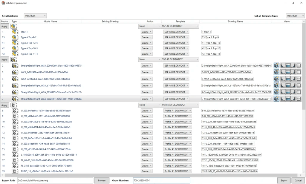 Übersicht Zeichnungsassistent SolidSteel Übersicht des Zeichnungsassistenten in SolidSteel