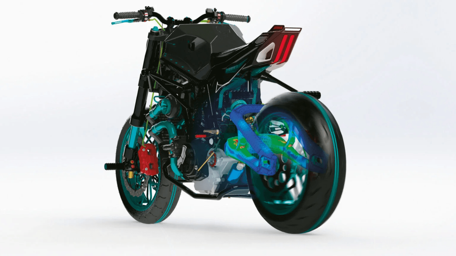 Multiphysik-Simulation Motorrad Simulation eines Motorrads unter multiphysikalischen Bedingungen