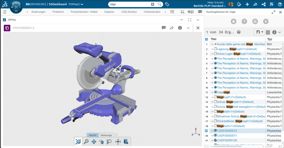 3D Experience Oberfläche Benutzeroberfläche der 3D Experience Software
