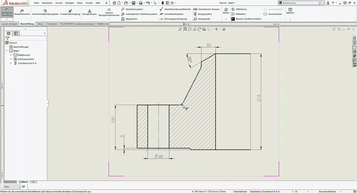 solidworks-bemassung-gemeinsamer-schnittpunkt