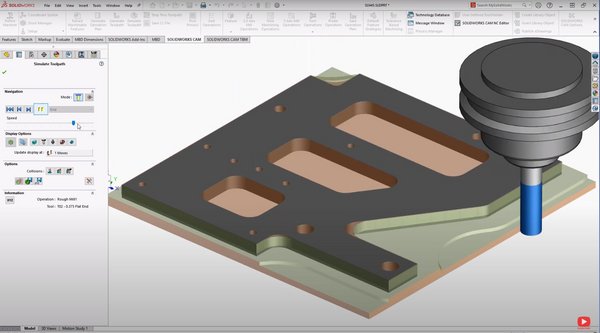 SOLIDWORKS CAM Darstellung von Vorrichtungen und Werkzeugen