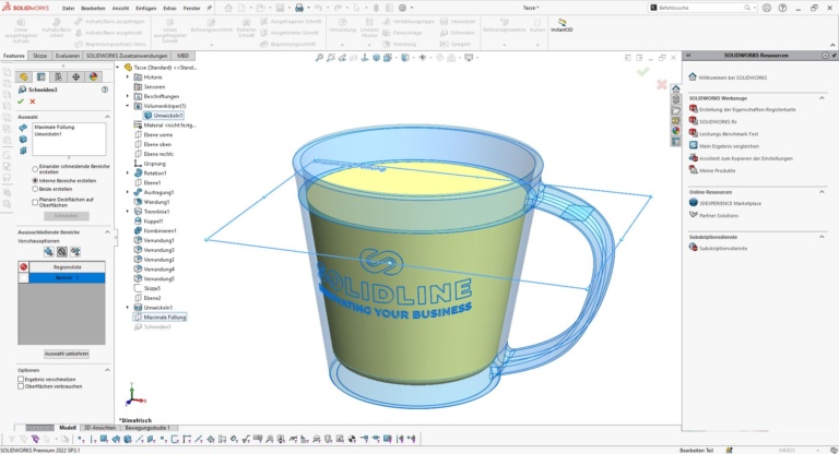 Internes Volumen erstellen in SOLIDWORKS