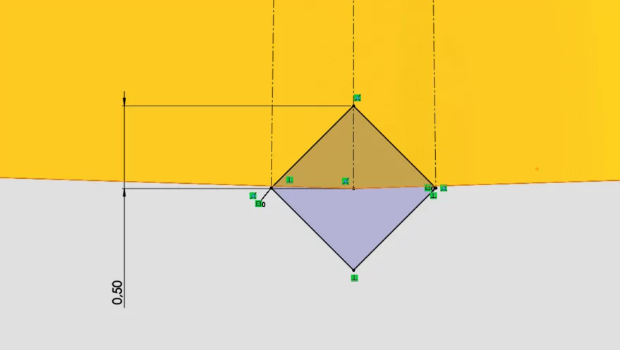 Mit Hilfe von Konstruktionslinien ein Quadrat erstellen.