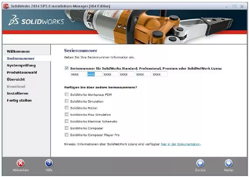 SOLIDWORKS Seriennummer
