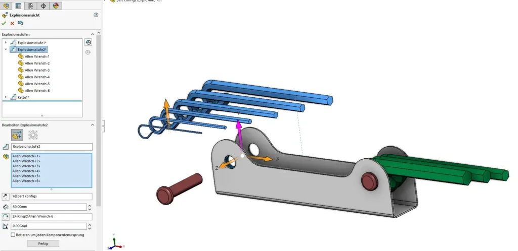 Änderungen SOLIDWORKS Explosionsansicht.