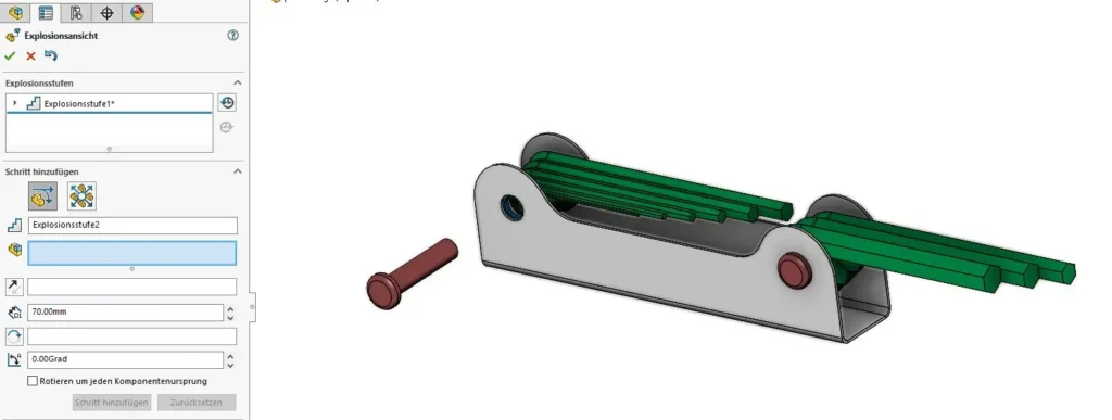 Explosionsansicht SOLIDWORKS erste Stufe.