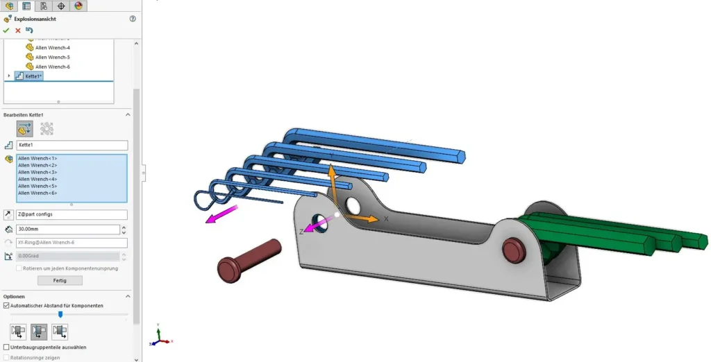 SOLIDWORKS Explosionsansicht Kette.