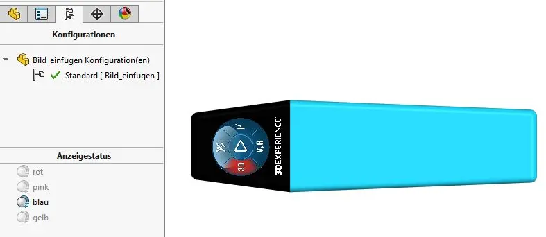 SOLIDWORKS Anzeigestatus blau