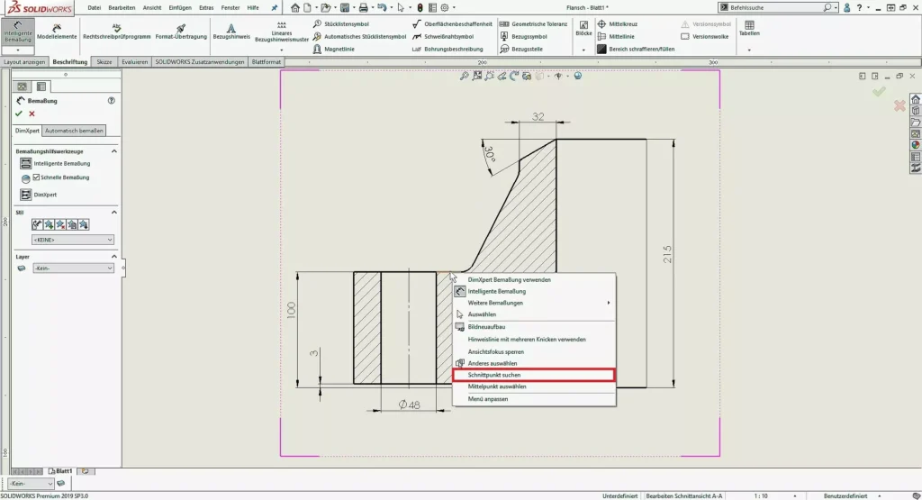 SOLIDWORKS Bemassung