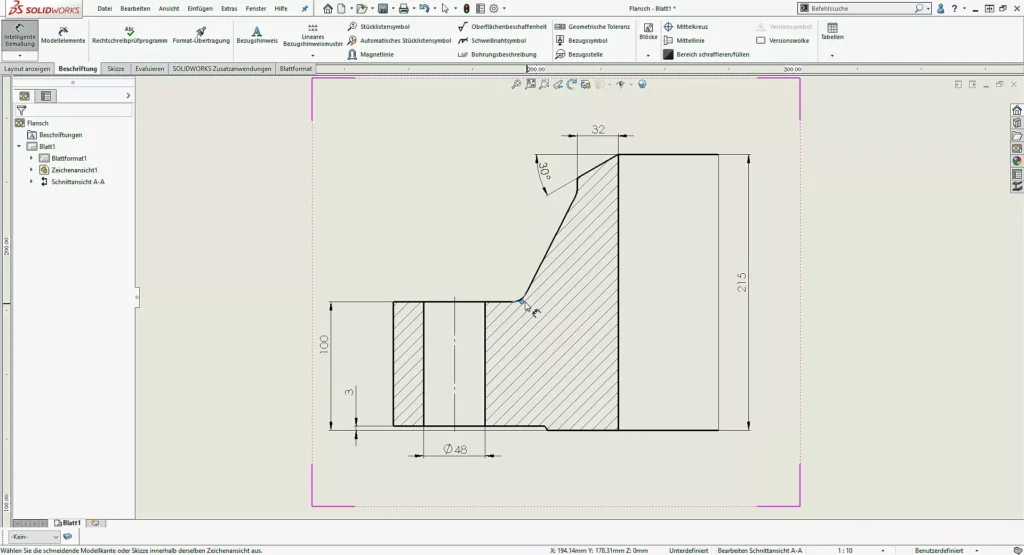 SOLIDWORKS Bemassung