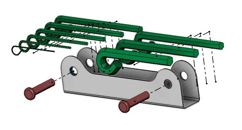 SOLIDWORKS Explosionsansicht mit Explosionslinien.