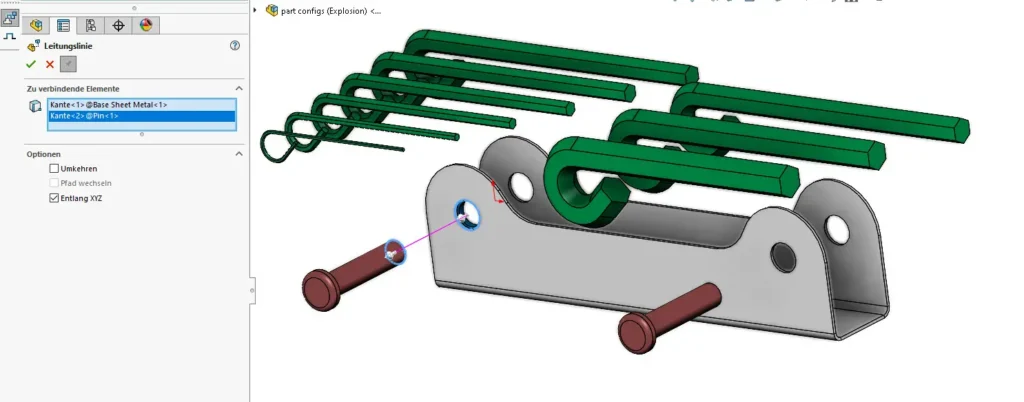 Manuelle Linienskizze Explosionsansicht Solidworks.