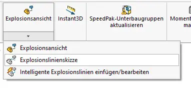 Aktivierung der SOLIDWORKS Explosionslinienskizze.